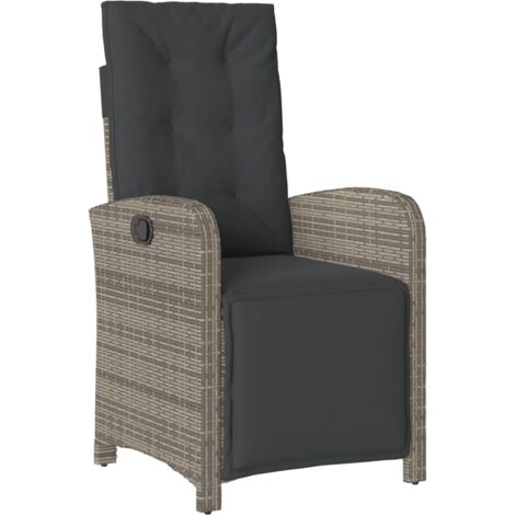 Chaise inclinable de jardin Chaise d'extérieur et repose-pied gris résine tressée (1/5)