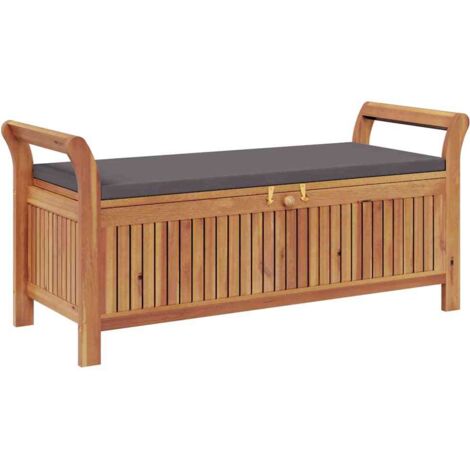 Banc de rangement de jardin  Banc extérieur  Banquette de jardin avec coussin 126 cm Bois d'acacia (1/5)