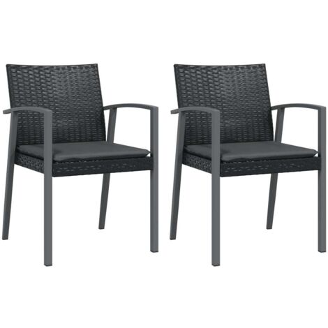 Chaises de jardin et coussins lot de 2 Chaises d'extérieur noir 56,5x57x83 cm rotin (1/5)