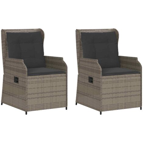 Banc de jardin Banc extérieur Banquette de jardin 2 pcs Gris polyrotin (1/5)