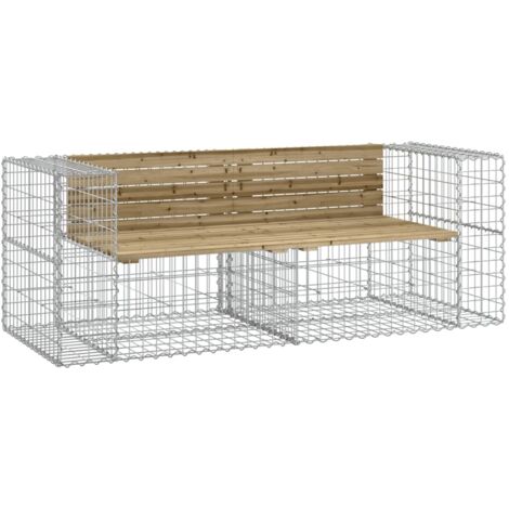 Banc de jardin Banc extérieur Banquette de jardin design gabion 184x71x65,5cm bois de pin imprégné (1/5)