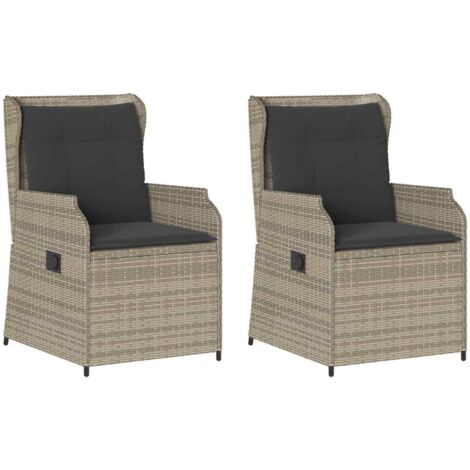 Banc de jardin Banc extérieur Banquette de jardin 2 pcs Gris clair polyrotin (1/5)