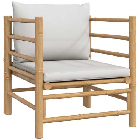 Canapé de jardin Divan de jardin avec coussins gris clair bambou (1/5)