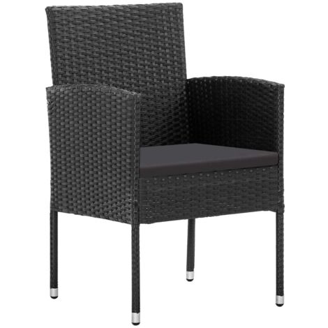 Chaises de jardin coussins noir lot de 4  Chaises d'extérieur noir résine tressée (1/5)