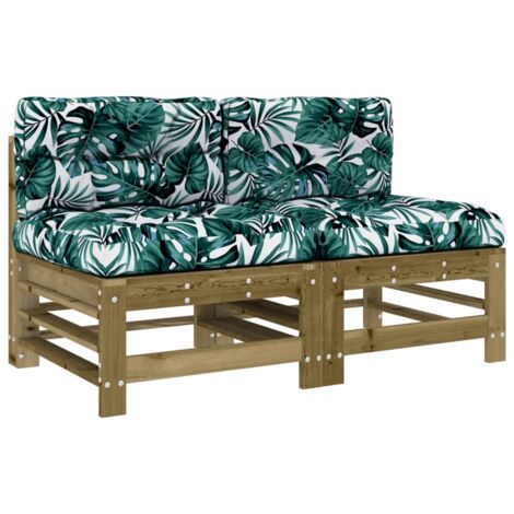 Canapés centraux avec coussins 2 pcs Divan de jardin bois de pin imprégné (1/5)