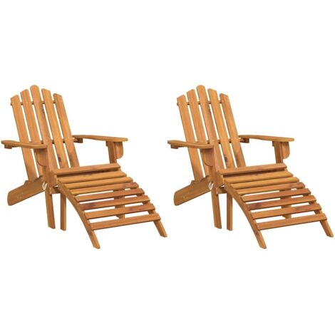 Chaises Adirondack de jardin repose-pieds lot de 2 Chaises d'extérieur Bois acacia (1/5)