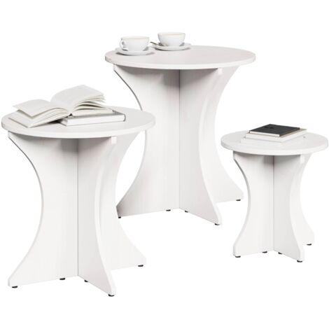 Table basse 3 pcs Table de salon Table de café Blanc (1/5)