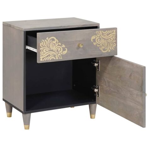 Table de chevet Cabinet de chevet Table de nuit avec porte avec tiroir Gris 50 x 33 x 60 cm (1/5)