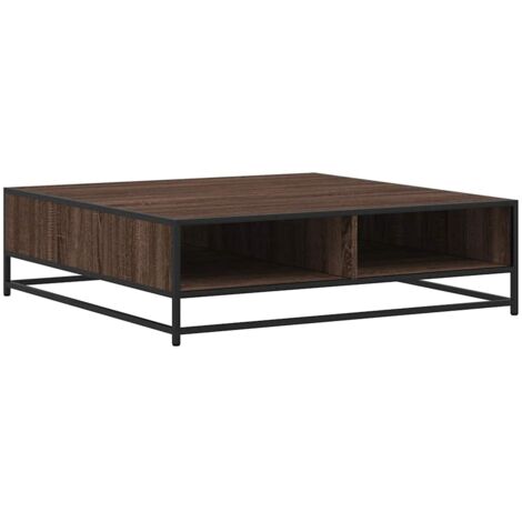 Table basse Table de salon Table de café chêne marron 100x100x30 cm bois d'ingénierie/métal (1/5)
