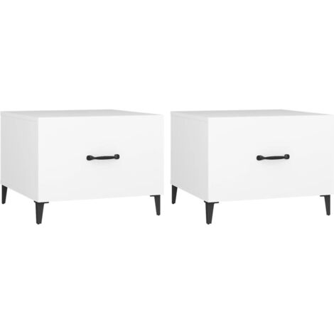 Tables basses avec pieds en métal 2 pcs Table de salon Table de café Blanc 50x50x40 cm (1/5)