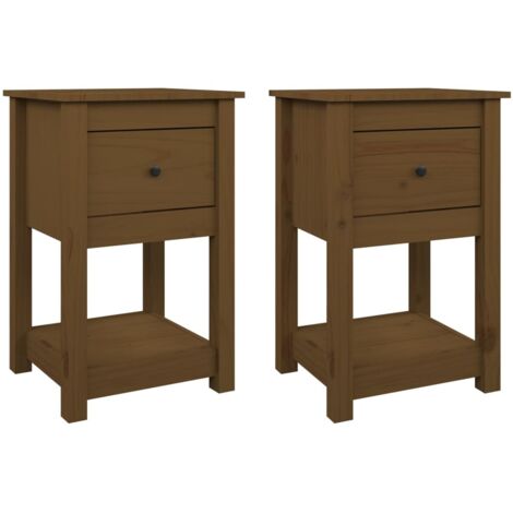 vidaXL Tables de chevet 2 pcs Gris 40x35x61,5 cm Bois de pin massif | Leen Bakker