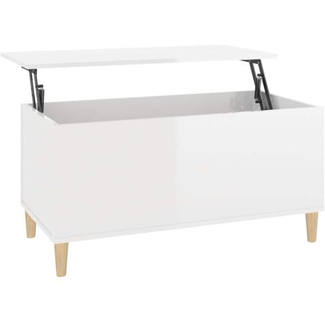 Table basse Table de salon Table de café Blanc brillant 90x44,5x45 cm Bois d'ingénierie (1/5)