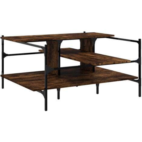 Table basse Table de salon Table de café chêne fumé 100x100x48,5 cm bois d'ingénierie (1/5)