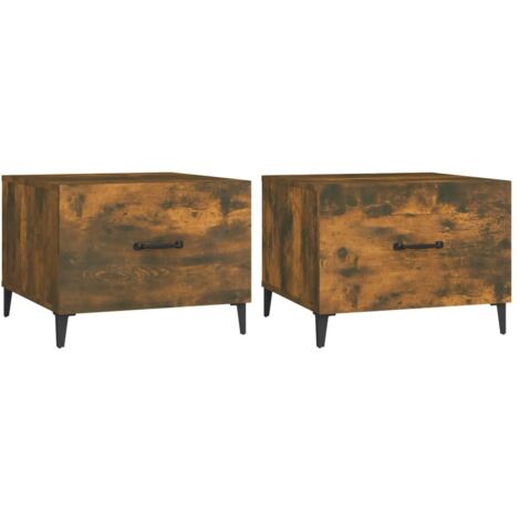 Tables basses avec pieds en métal 2 pcs Table de salon Table de café Chêne fumé 50x50x40 cm (1/5)