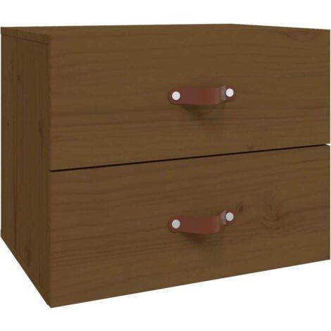 Table de chevet Cabinet de chevet Table de nuit murale Marron miel 50x36x40 cm (1/5)