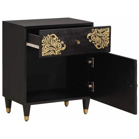 Table de chevet Cabinet de chevet Table de nuit avec porte avec tiroir Noir 50 x 33 x 60 cm (1/5)