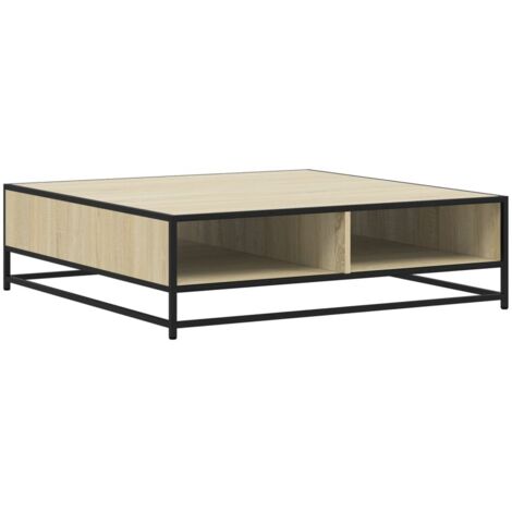 Table basse Table de salon Table de café chêne sonoma 100x100x30 cm bois d'ingénierie/métal (1/5)