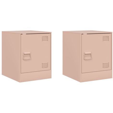 Tables de chevet 2 pcs Cabinet de chevet Table de nuit rose 34,5x39x44 cm acier (1/5)