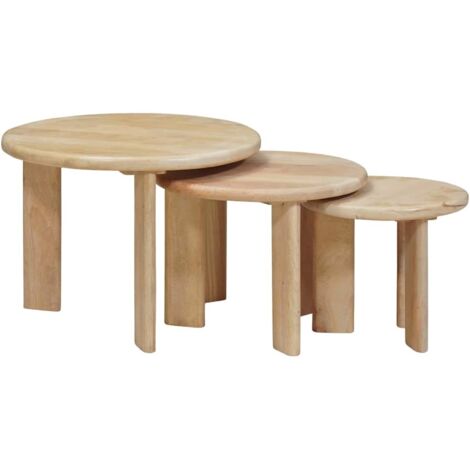 Tables basses gigognes 3 pcs Table de salon Table de café Noir Bois de mangue massif (1/5)
