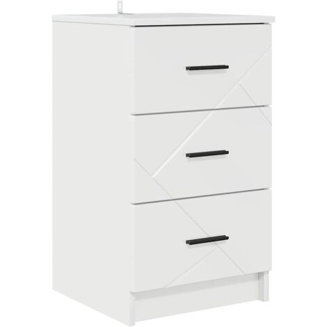 Table de chevet Cabinet de chevet Table de nuit avec tiroir Blanc brillant 38 x 38 x 66 cm (1/5)
