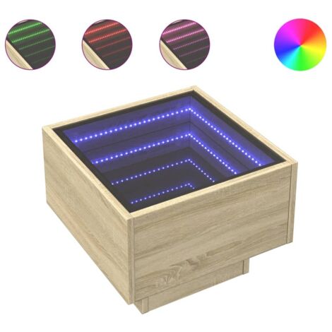 Table de chevet Cabinet de chevet Table de nuit avec LED infini chêne sonoma 40x40x30 cm (1/5)