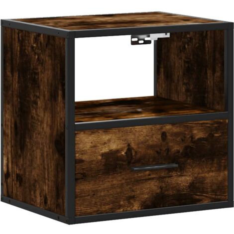 Table de chevet Cabinet de chevet Table de nuit murale Chêne fumé 40x31x39,5 cm (1/5)