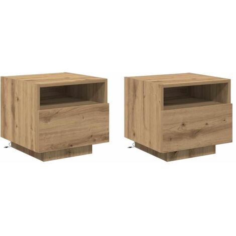 Table de chevet 2 pcs Cabinet de chevet Table de nuit Chêne artisanal 40 x 39 x 37 cm (1/5)
