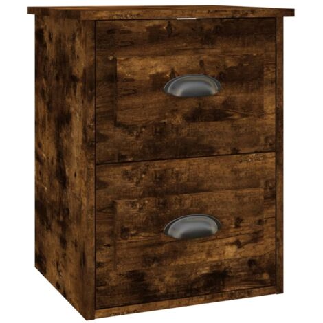 Table de chevet Cabinet de chevet Table de nuit murale chêne fumé 41,5x36x53 cm (1/5)