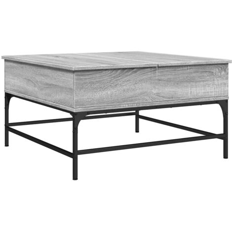 Table basse Table de salon Table de café sonoma gris 80x80x45 cm bois d'ingénierie et métal (1/5)