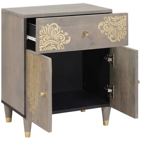 Table de chevet Cabinet de chevet Table de nuit avec porte avec tiroir Gris 50 x 33 x 60 cm (1/5)