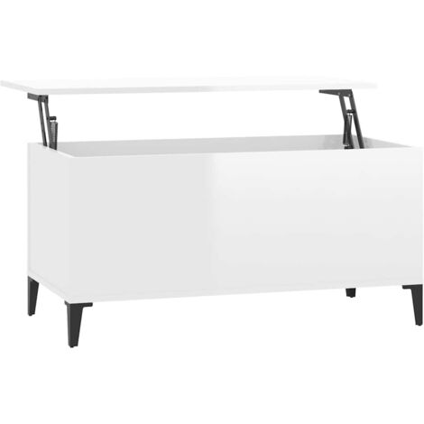 Table basse Table de salon Table de café Blanc brillant 90x44,5x45 cm Bois d'ingénierie (1/5)
