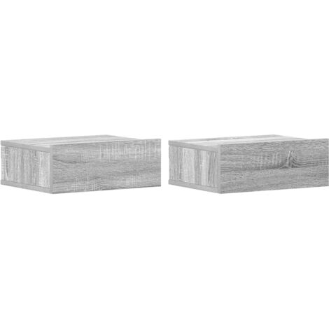 Tables de chevet flottantes 2 pcs Cabinet de chevet Table de nuit Sonoma gris 40x30x15 cm (1/5)
