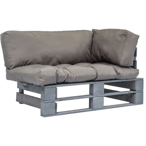 Furniture Limited - Canapé de jardin palette avec coussins gris (1/5)