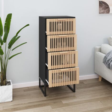 Buffet haut, Meuble de Rangement, Armoire de Cuisine noir 40x30x95 cm bois d'ingénierie RDS7377 (1/5)