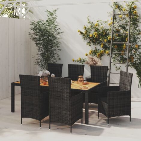 Lot de 7 Ensemble à dîner de jardin,Meubles Mobilier à dîner et coussins Résine tressée Noir -35184 (1/5)