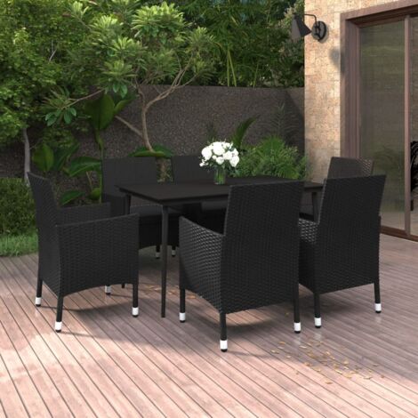Lot de 7 Ensemble à dîner de jardin coussins,Meubles Mobilier à dîner Résine tressée Verre -55854 (1/5)