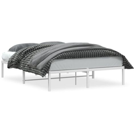 Lit double,Lit adulte,Cadre de lit métal sans matelas blanc 140x200 cm CFW5708293 (1/5)