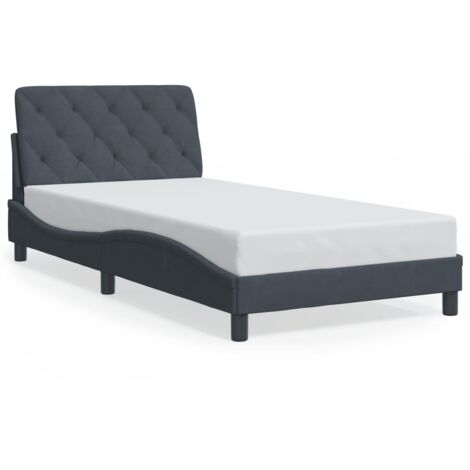 Lit simple,Lit adulte,Cadre de lit sans matelas gris foncé 100x200 cm velours CFW7914297 (1/5)