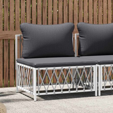Canapé central de jardin avec coussins,Canapé d'extérieur,Banquette / Sofa / Divan de jardin blanc tissu tissé MEMV934813 MaisonChic (1/5)