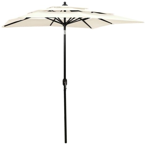 Parasol droit - Parasol à 3 niveaux avec mât en aluminium - Parasol de jardin - Protection solaire - Sable 2x2 m HNDX687340 (1/5)