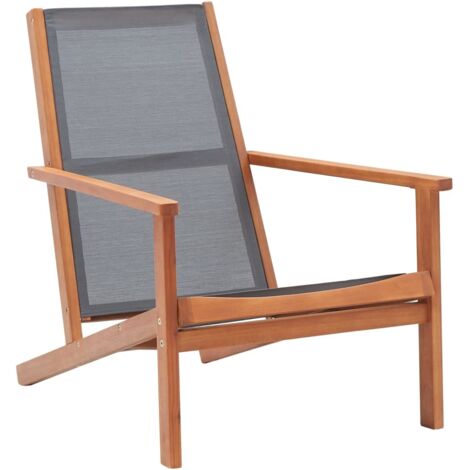 Chaise de jardin, Fauteuil Extérieur, Siège confortable Gris Bois d'eucalyptus solide et textilène BGT95218 (1/5)