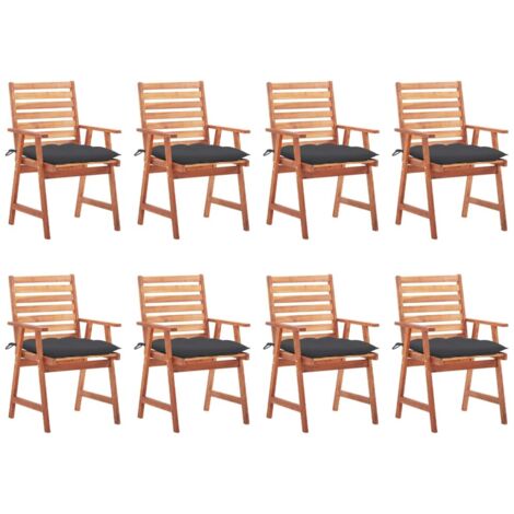 Lot de 8 Chaises à dîner d'extérieur,Fauteuils de Salle à Manger avec coussins Acacia massif -TF67300 (1/5)