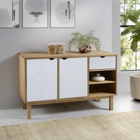 Buffet, Bahut, Armoire de rangement OTTA Marron et blanc 114x43x73,5 cm Bois massif pin FR653632 Maison Chic (1/5)