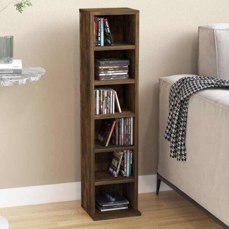 Armoire à CD Armoire de rangement Bibliothèque Chêne fumé 21x20x88 cm Bois d'ingénierie RTJEX383140 (1/5)