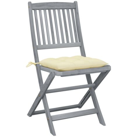 INLIFE Chaises pliables d'extérieur 4 pcs avec coussins Bois d'acacia (1/5)