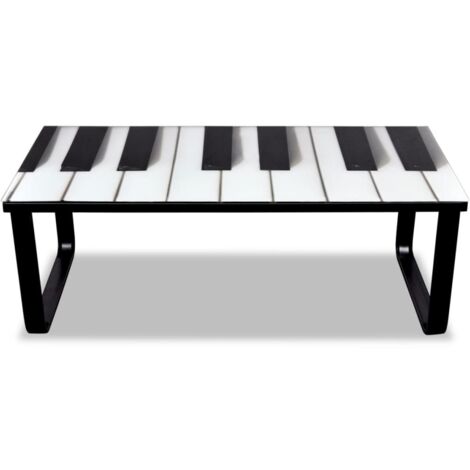 Table basse Table d’Appoint salon, style industriel avec impression de piano Dessus de table en verre BV13479 (1/5)