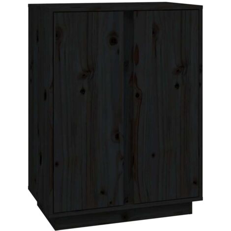 Buffet Meuble de rangement Noir 60x35x80 cm Bois massif de pin (1/5)