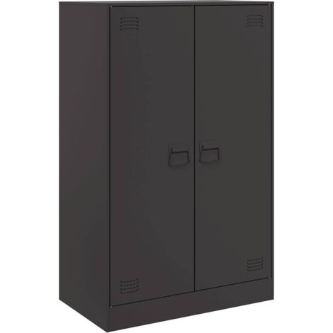 Buffet Meuble de rangement noir 67x39x107 cm acier (1/5)