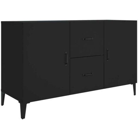 Buffet Meuble de rangement noir 100x36x60 cm bois d'ingénierie (1/5)
