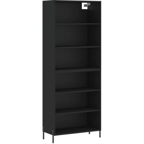 Buffet Meuble de rangement noir 69,5x32,5x180 cm bois d'ingénierie (1/5)